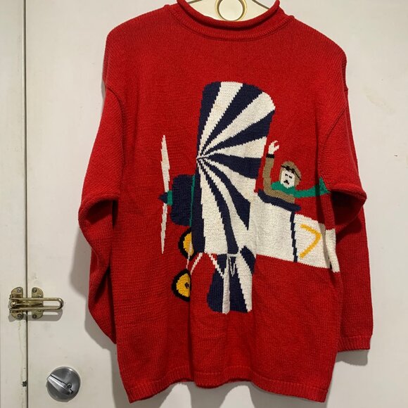 VINTAGE J.G. HOOK KNIT COTTON GRAPHIC TURTLENECK SWEATERS SIZE M - Picture 4 of 12